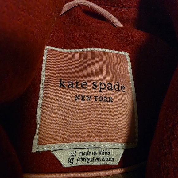 Beautiful Red NWT Kate Spade New York Wool Blend Pea Coat Belted Wrap Size XL - Picture 2 of 16